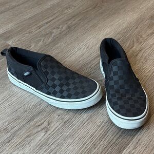 Vans Kids Asher Checkerboard slip-on Sneaker Black on Black